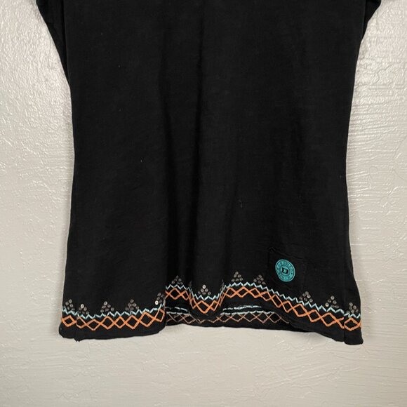Double D Ranch Women M Black Embroidered Embellished T-Shirt Cotton Western - Picture 2 of 11